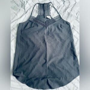 Lace Trim Black Tank Top
